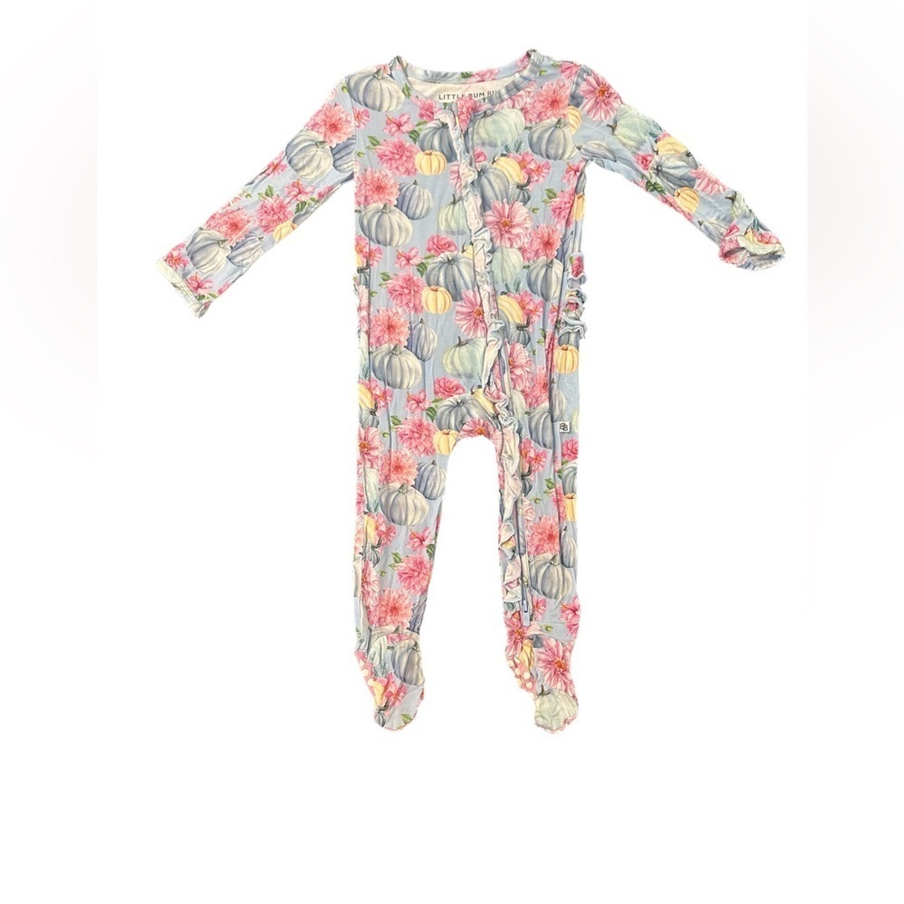 Kids Footie Floral Pumpkin